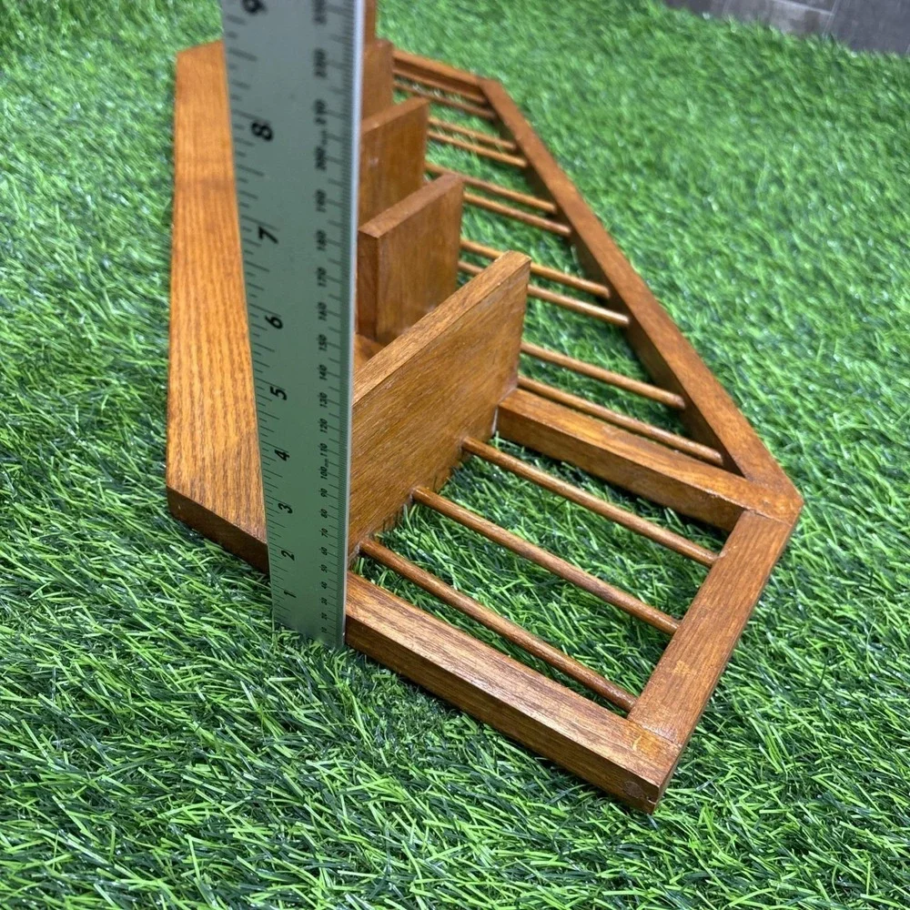 Vintage MCM Floating Stairs Wooden Wall Rack Geometric Shelf Decor